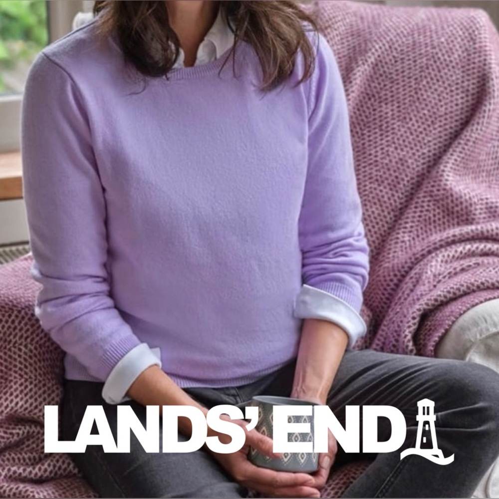 Lands’ End Purple Cashmere Crewneck Long Sleeve Sweater S